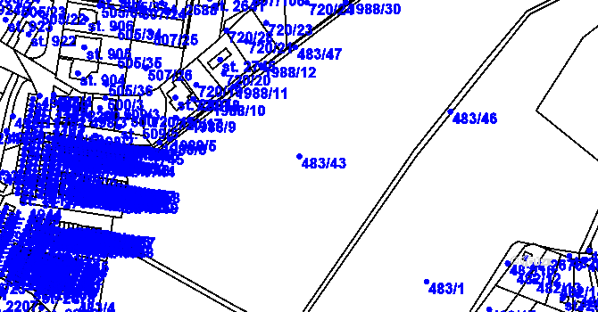 Parcela st. 483/43 v KÚ Blatná, Katastrální mapa