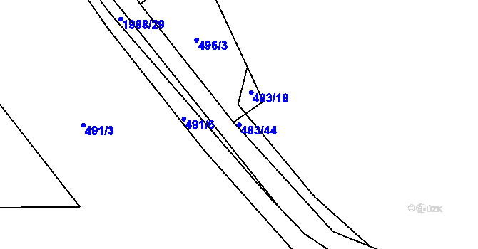Parcela st. 483/44 v KÚ Blatná, Katastrální mapa