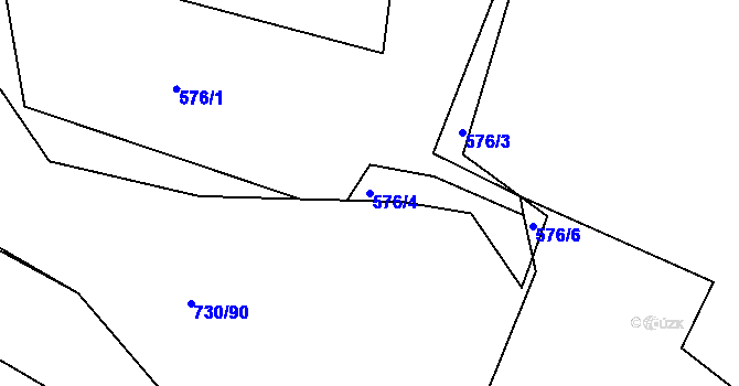 Parcela st. 576/4 v KÚ Blatná, Katastrální mapa
