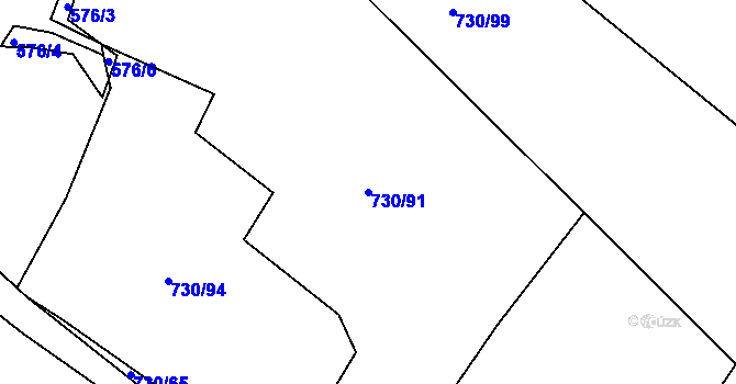 Parcela st. 730/91 v KÚ Blatná, Katastrální mapa