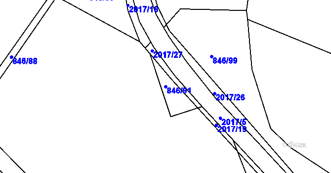Parcela st. 846/91 v KÚ Blatná, Katastrální mapa