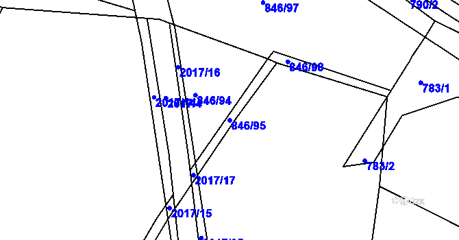Parcela st. 846/95 v KÚ Blatná, Katastrální mapa