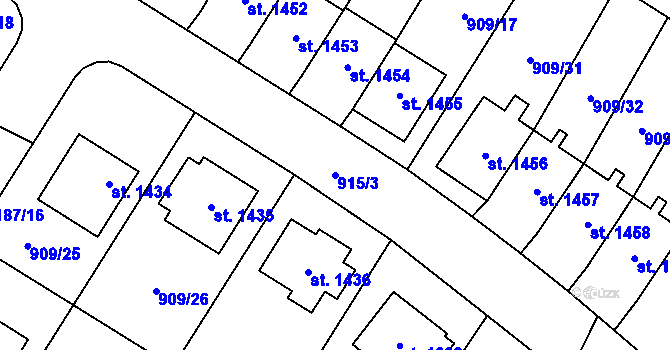 Parcela st. 915/3 v KÚ Blatná, Katastrální mapa