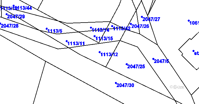 Parcela st. 1113/12 v KÚ Blatná, Katastrální mapa