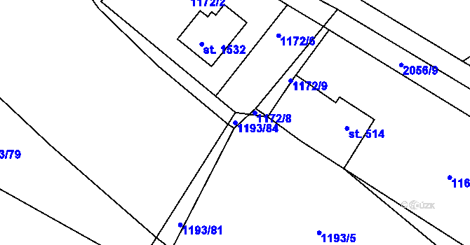 Parcela st. 1193/84 v KÚ Blatná, Katastrální mapa