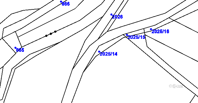 Parcela st. 2025/14 v KÚ Blatná, Katastrální mapa