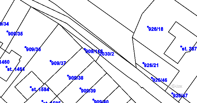 Parcela st. 2030/2 v KÚ Blatná, Katastrální mapa