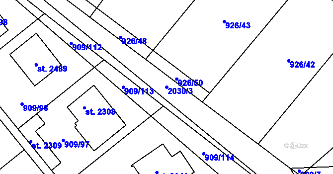 Parcela st. 2030/3 v KÚ Blatná, Katastrální mapa