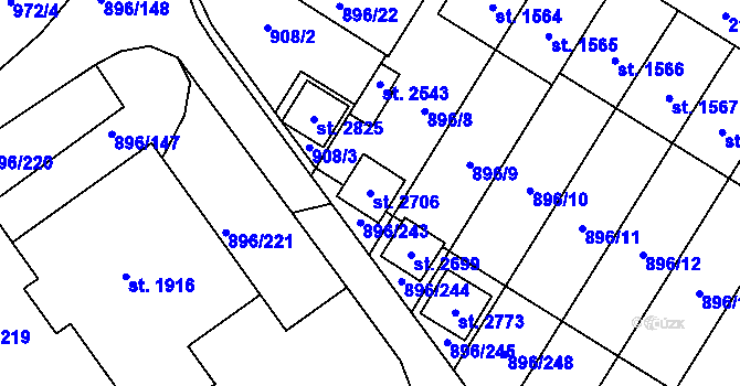 Parcela st. 2706 v KÚ Blatná, Katastrální mapa