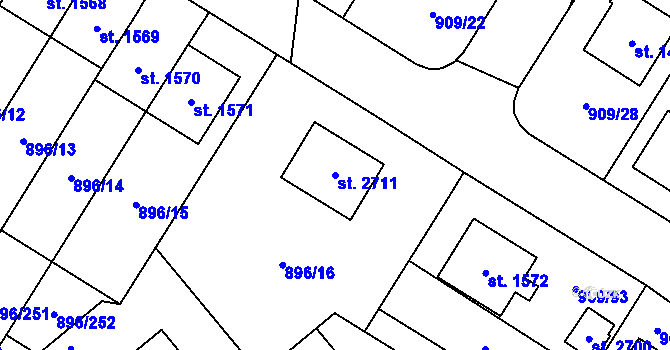 Parcela st. 2711 v KÚ Blatná, Katastrální mapa