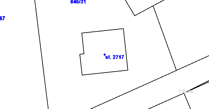 Parcela st. 2717 v KÚ Blatná, Katastrální mapa