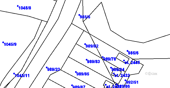 Parcela st. 989/82 v KÚ Blatná, Katastrální mapa