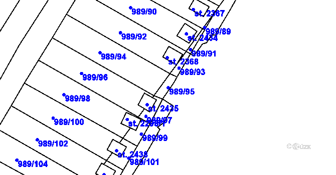 Parcela st. 989/95 v KÚ Blatná, Katastrální mapa