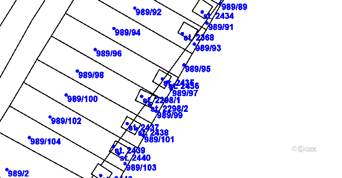 Parcela st. 989/97 v KÚ Blatná, Katastrální mapa