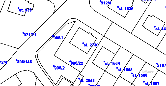 Parcela st. 2730 v KÚ Blatná, Katastrální mapa