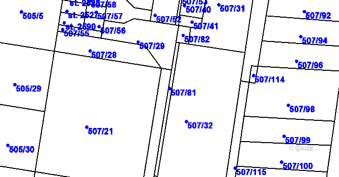 Parcela st. 507/81 v KÚ Blatná, Katastrální mapa
