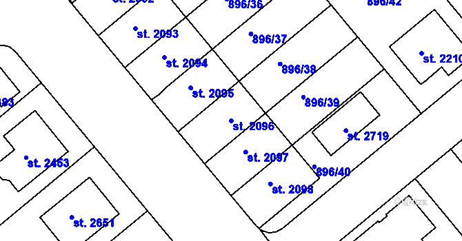 Parcela st. 2096 v KÚ Blatná, Katastrální mapa