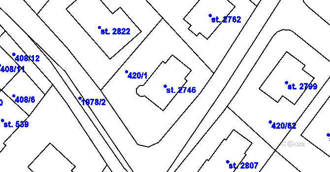 Parcela st. 2746 v KÚ Blatná, Katastrální mapa