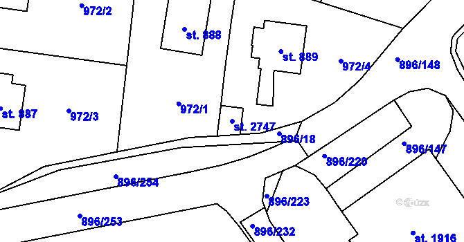 Parcela st. 2747 v KÚ Blatná, Katastrální mapa