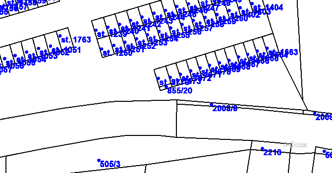 Parcela st. 855/20 v KÚ Blatná, Katastrální mapa