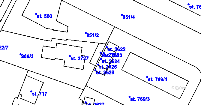 Parcela st. 2772 v KÚ Blatná, Katastrální mapa