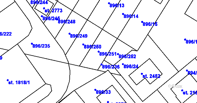 Parcela st. 896/251 v KÚ Blatná, Katastrální mapa