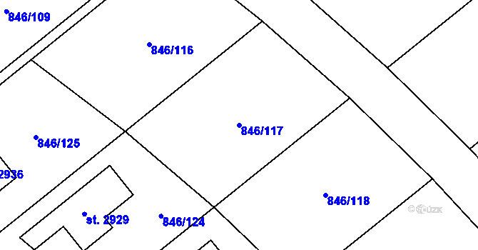 Parcela st. 846/117 v KÚ Blatná, Katastrální mapa