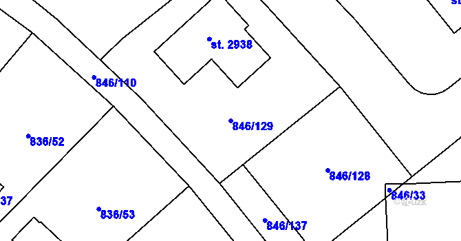 Parcela st. 846/129 v KÚ Blatná, Katastrální mapa