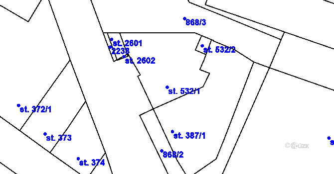 Parcela st. 532/1 v KÚ Blatná, Katastrální mapa