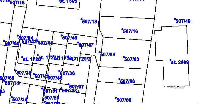 Parcela st. 507/84 v KÚ Blatná, Katastrální mapa