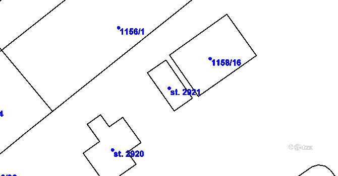 Parcela st. 2921 v KÚ Blatná, Katastrální mapa
