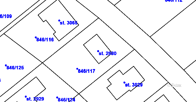 Parcela st. 2980 v KÚ Blatná, Katastrální mapa