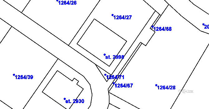 Parcela st. 2998 v KÚ Blatná, Katastrální mapa