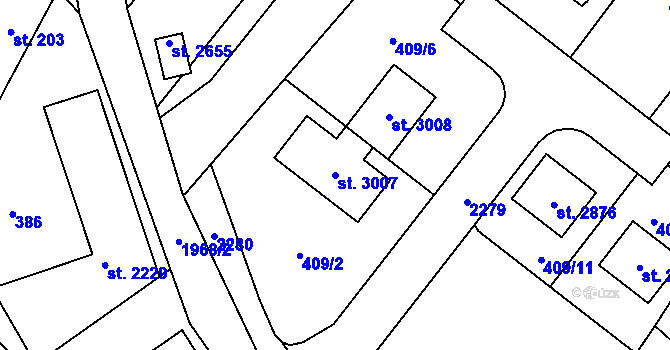 Parcela st. 3007 v KÚ Blatná, Katastrální mapa