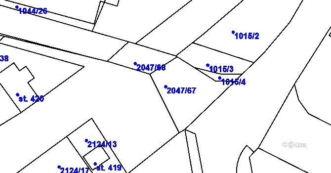 Parcela st. 2047/67 v KÚ Blatná, Katastrální mapa