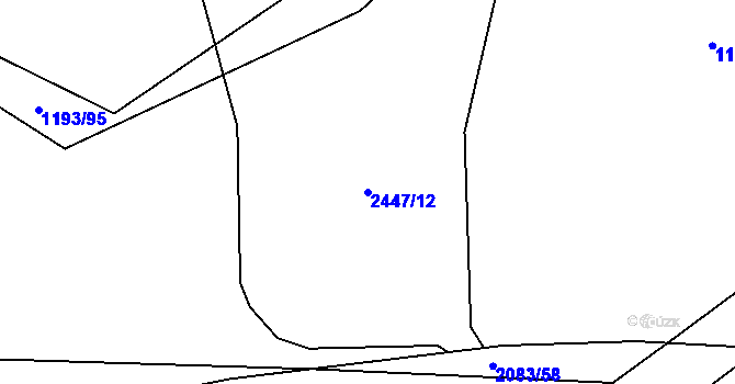 Parcela st. 2447/12 v KÚ Blatná, Katastrální mapa