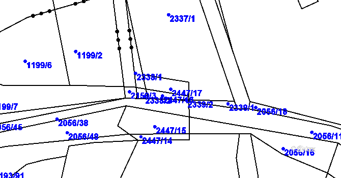 Parcela st. 2447/17 v KÚ Blatná, Katastrální mapa
