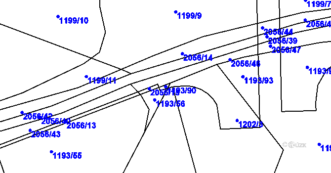 Parcela st. 1193/90 v KÚ Blatná, Katastrální mapa