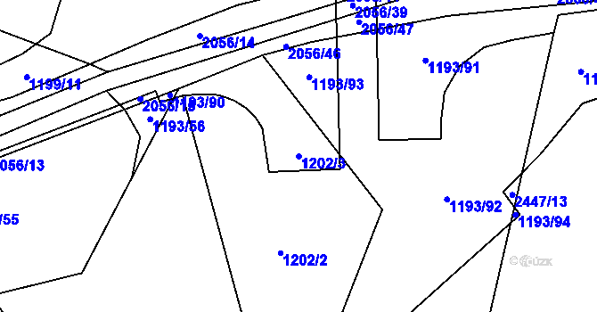 Parcela st. 1202/3 v KÚ Blatná, Katastrální mapa