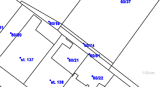 Parcela st. 60/74 v KÚ Blatnice u Nýřan, Katastrální mapa