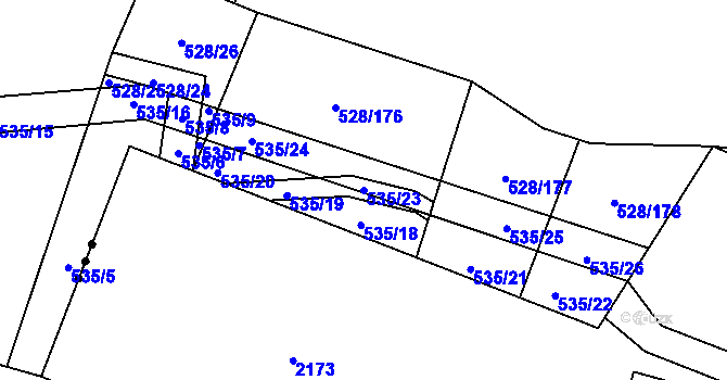 Parcela st. 535/23 v KÚ Blatnice u Nýřan, Katastrální mapa