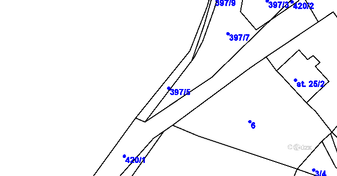 Parcela st. 397/5 v KÚ Blatnice u Nýřan, Katastrální mapa