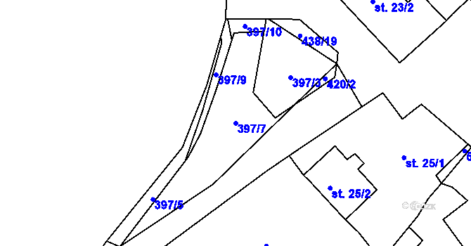 Parcela st. 397/7 v KÚ Blatnice u Nýřan, Katastrální mapa