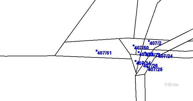 Parcela st. 407/51 v KÚ Blatnice u Nýřan, Katastrální mapa