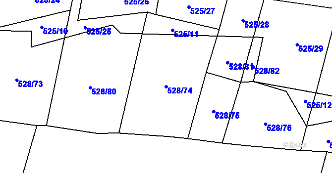 Parcela st. 528/74 v KÚ Blatnice u Nýřan, Katastrální mapa