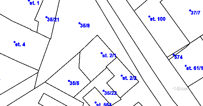 Parcela st. 2/1 v KÚ Blatnice u Nýřan, Katastrální mapa