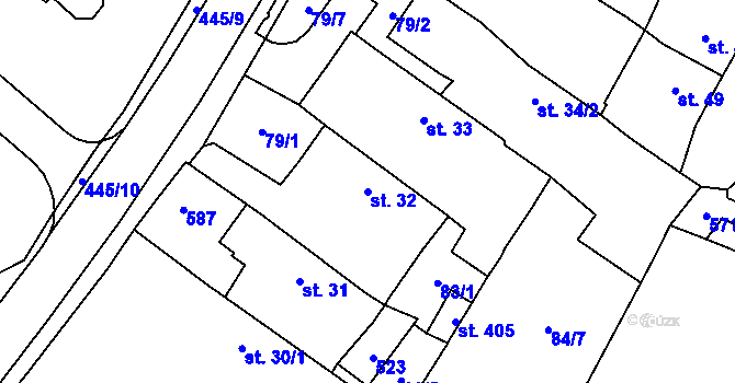 Parcela st. 32 v KÚ Blatnice u Nýřan, Katastrální mapa