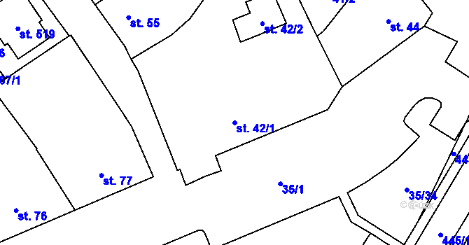 Parcela st. 42/1 v KÚ Blatnice u Nýřan, Katastrální mapa