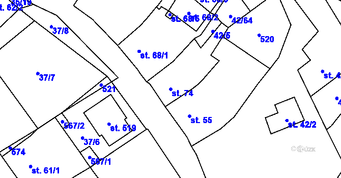 Parcela st. 74 v KÚ Blatnice u Nýřan, Katastrální mapa