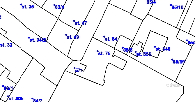 Parcela st. 75 v KÚ Blatnice u Nýřan, Katastrální mapa